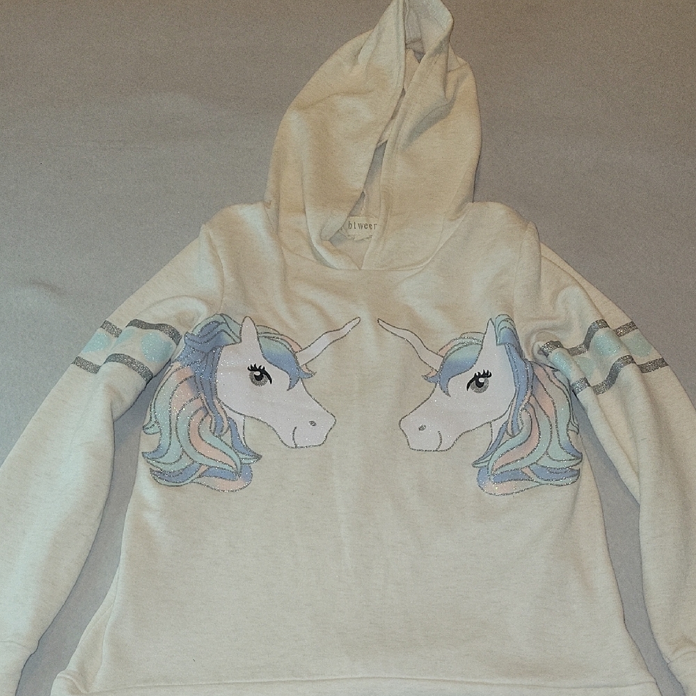 btween Cream Hoodie with Unicorn Design